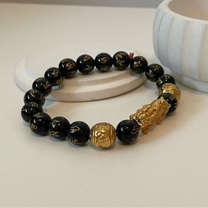 Feng Shui Black Obsidian Pi Xiu Wealth Beaded Bracelet Chakra Healing Unisex